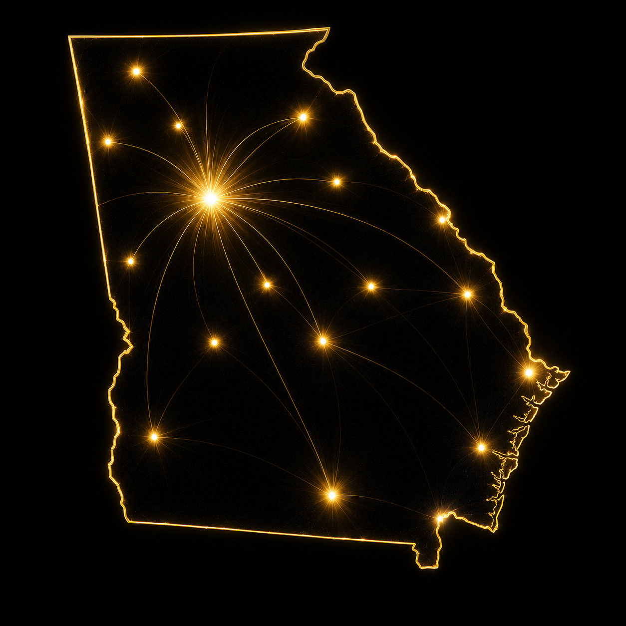 Map of Georgia showing Atlanta base with 100-mile service radius